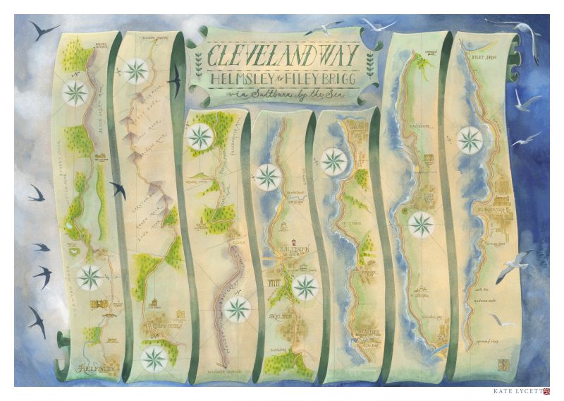 Cleveland Way Ogilby Map Poster