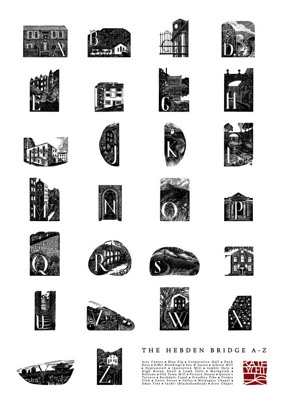Hebden Bridge A-Z Print